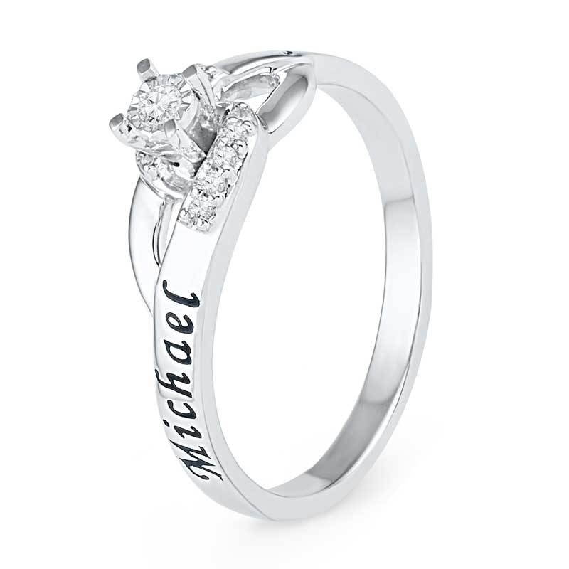 Main Image 2 of Diamond Accent Promise Ring in Sterling Silver (2 Names)