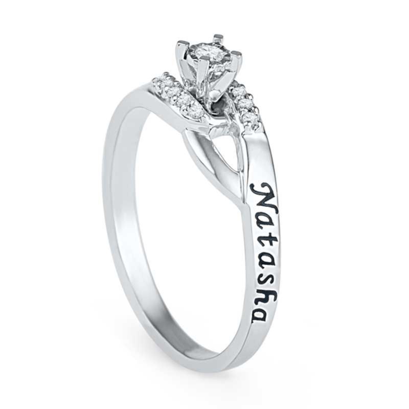 Diamond Accent Promise Ring in Sterling Silver (2 Names)