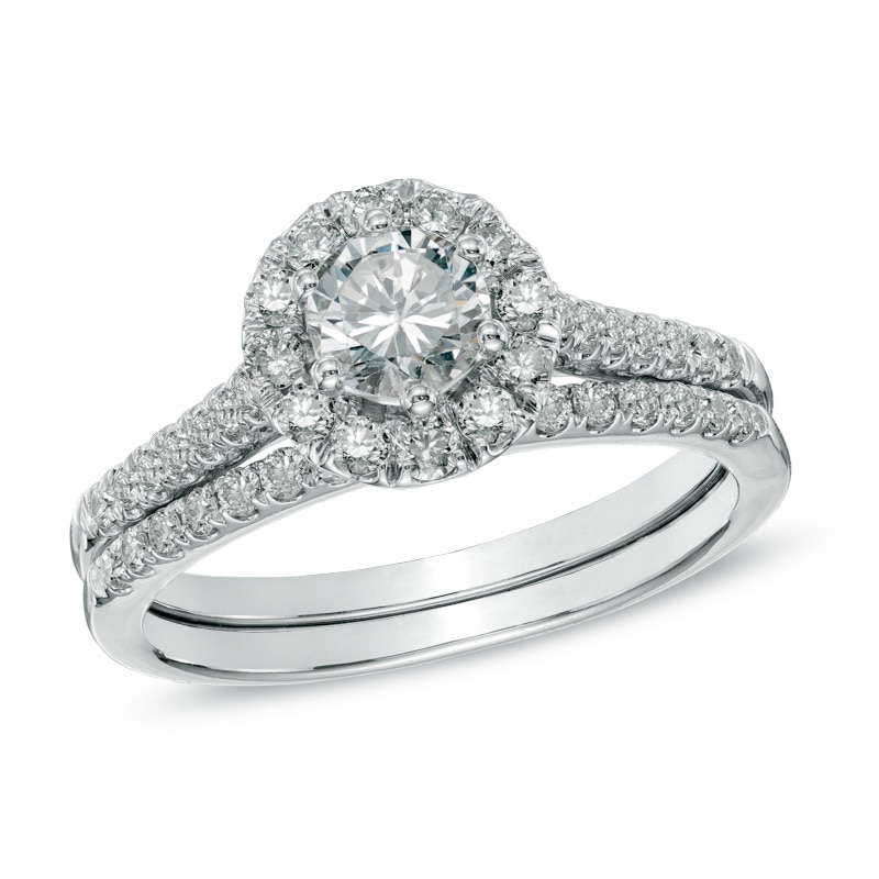 1.00 CT. T.W. Diamond Frame Bridal Set in 14K White Gold|Peoples Jewellers