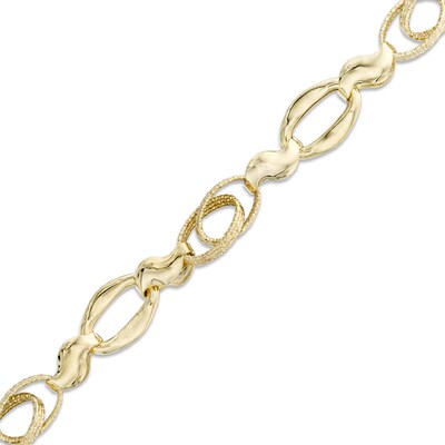 Fancy Link Bracelet in 10K Gold - 7.75"