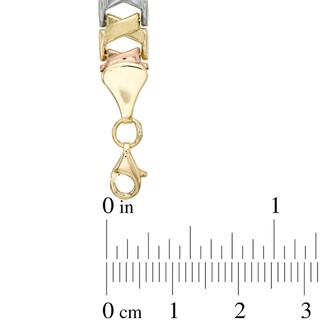 "X" Link Bracelet in 10K Tri-Tone Gold - 7.25"