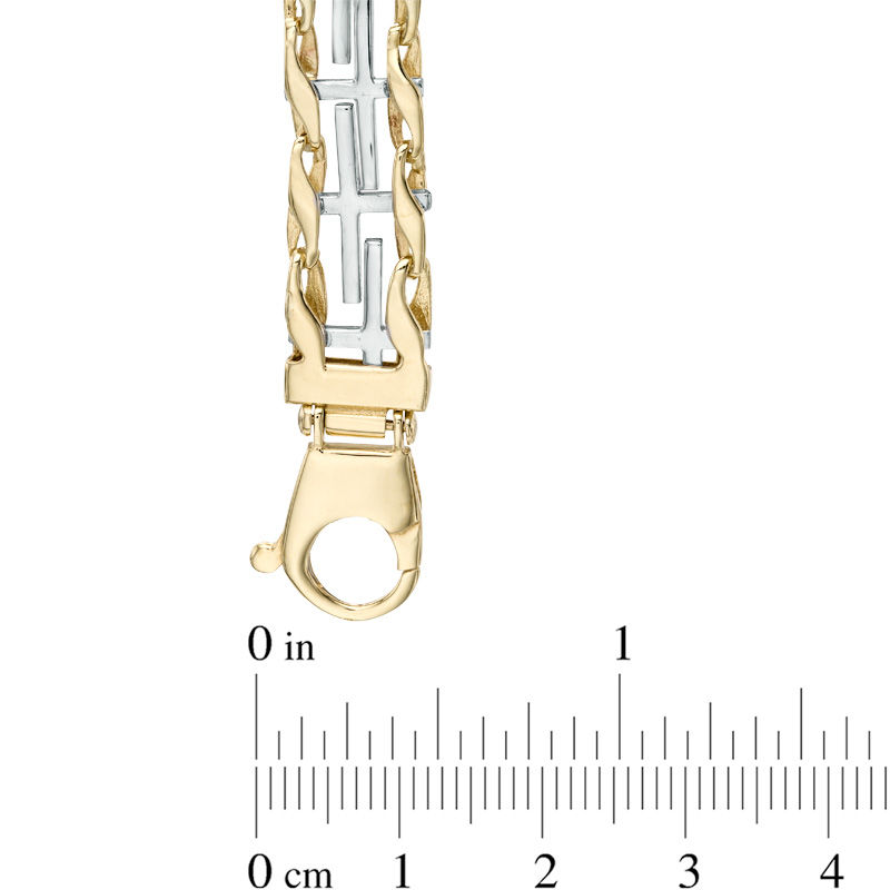 Cross Railroad Bracelet in 10K Two-Tone Gold - 8.5"
