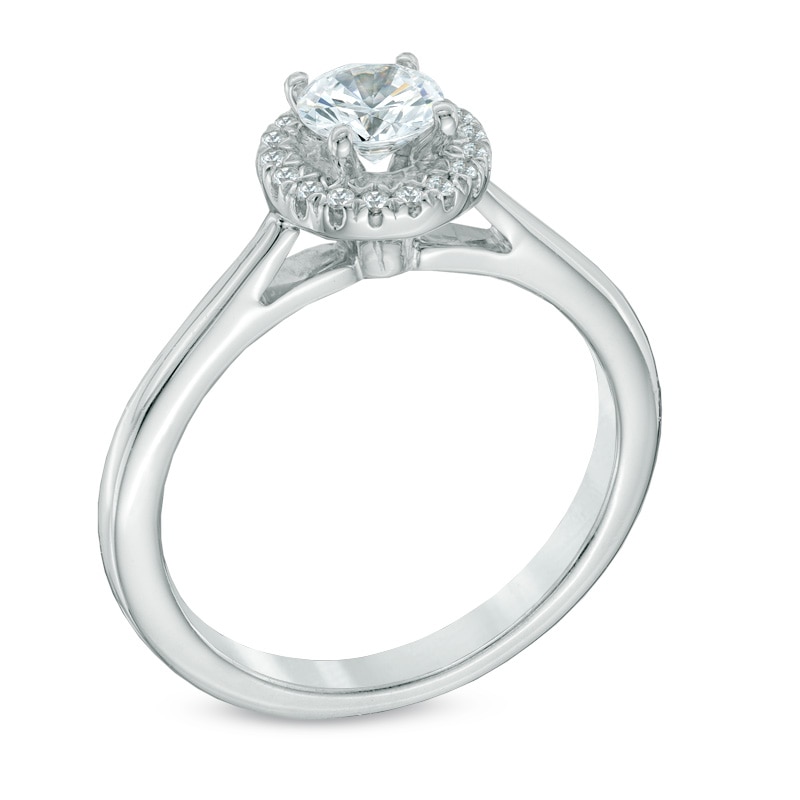 Main Image 2 of Celebration Canadian Ideal 0.50 CT. T.W. Certified Diamond Frame Engagement Ring in 14K White Gold (I/I1)