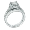 1.00 CT. T.W. Princess-Cut Quad Diamond Frame Bridal Set in 14K White Gold
