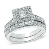 1.00 CT. T.W. Princess-Cut Diamond Double Frame Bridal Set in 14K White Gold
