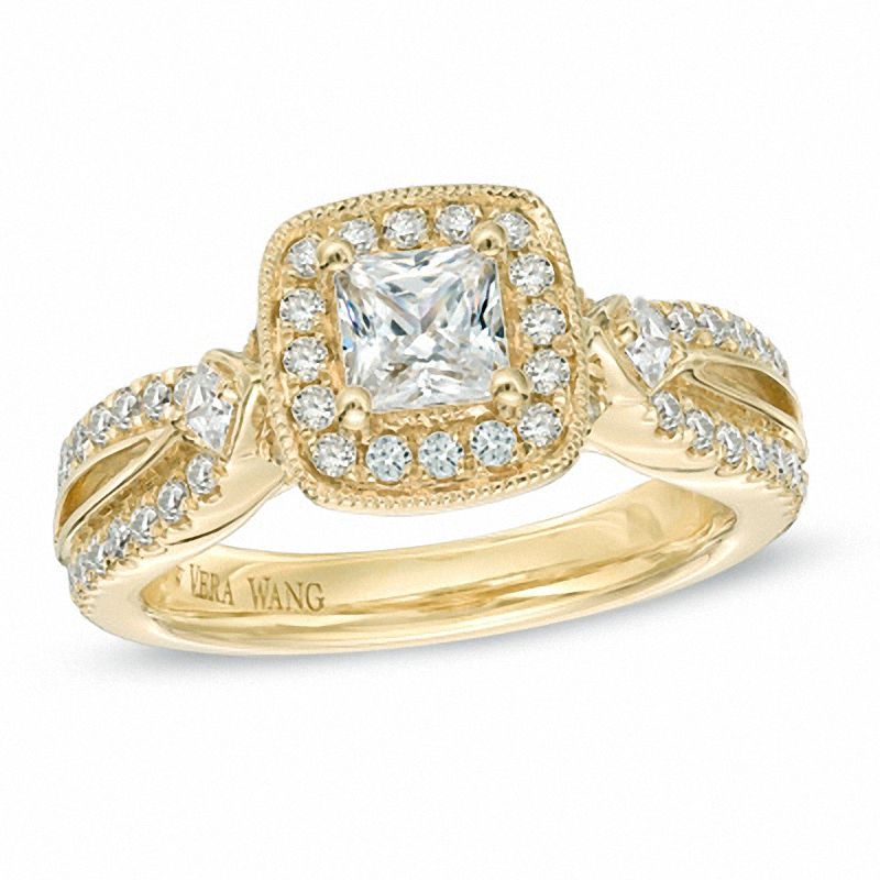 Vera Wang Love Collection 0.95 CT. T.W. Princess-Cut Diamond Frame Engagement Ring in 14K Gold