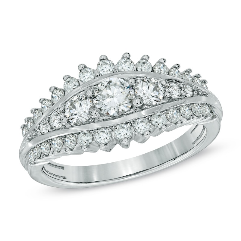 Main Image 1 of 1.00 CT. T.W. Diamond Split Row Engagement Ring in 14K White Gold