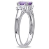 Thumbnail Image 1 of Oval Amethyst and White Lab-Created Sapphire Three Stone Ring in Sterling Silver