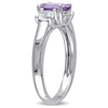 Thumbnail Image 2 of Oval Amethyst and White Lab-Created Sapphire Three Stone Ring in Sterling Silver