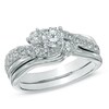 Thumbnail Image 1 of 1.00 CT. T.W. Diamond Three Stone Slant Bridal Set in 14K White Gold