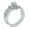 Thumbnail Image 2 of 1.00 CT. T.W. Diamond Three Stone Slant Bridal Set in 14K White Gold
