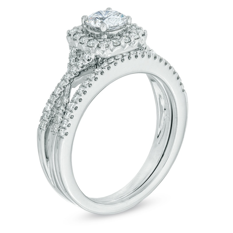 Main Image 2 of Celebration Canadian Lux® 1.00 CT. T.W. Certified Diamond Bridal Set in 18K White Gold (I/SI2)