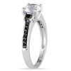 6.5mm Lab-Created White Sapphire and 0.32 CT. T.W. Black Diamond Ring in Sterling Silver