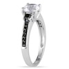 Thumbnail Image 2 of 6.5mm Lab-Created White Sapphire and 0.32 CT. T.W. Black Diamond Ring in Sterling Silver