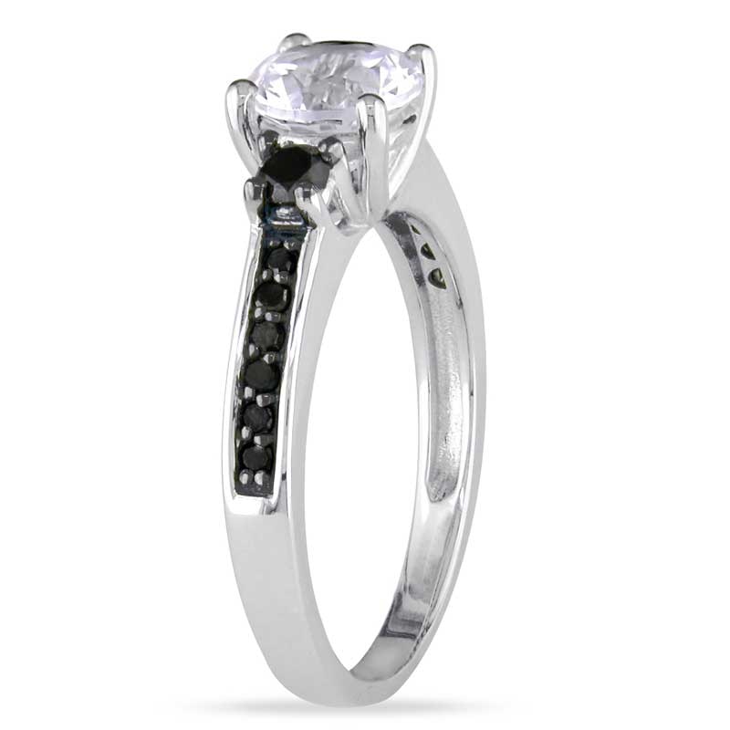 6.5mm Lab-Created White Sapphire and 0.32 CT. T.W. Black Diamond Ring in Sterling Silver|Peoples Jewellers