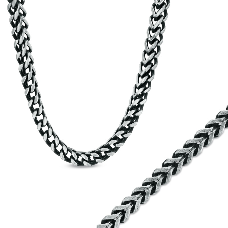 Men's Wheat Chain Necklace and Bracelet Set in Stainless Steel - 20"|Peoples Jewellers