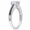 Thumbnail Image 2 of 6.5mm Lab-Created White Sapphire and 0.14 CT. T.W. Black Diamond Ring in Sterling Silver