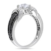 5.0mm Lab-Created White Sapphire and 0.24 CT. T.W. Enhanced Black and White Diamond Ring in Sterling Silver