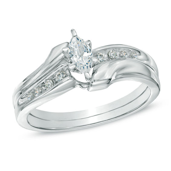 White gold marquise bridal set clearance