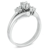 Thumbnail Image 2 of 0.16 CT. T.W. Diamond Three Stone Slant Bridal Set in 10K White Gold