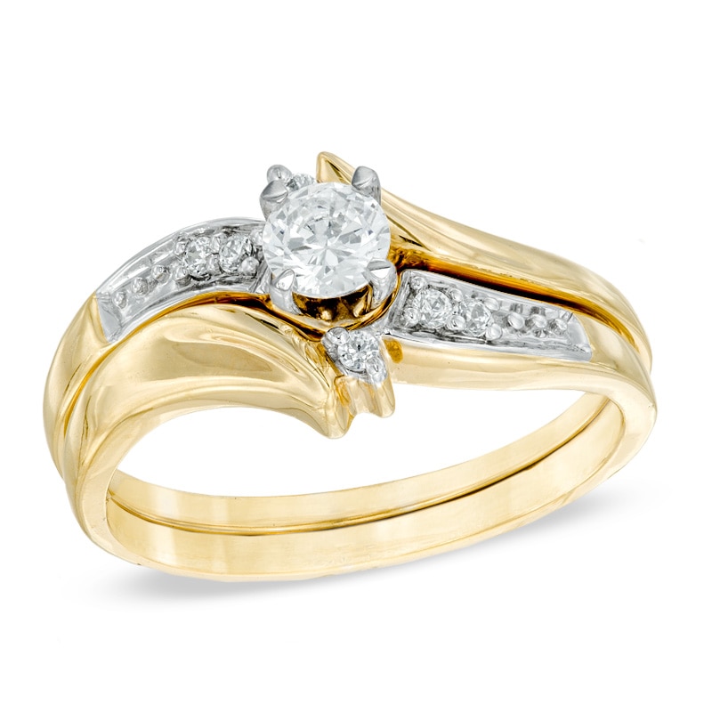 0.25 CT. T.W. Diamond Slant Bridal Set in 10K Gold