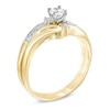 Thumbnail Image 1 of 0.25 CT. T.W. Diamond Slant Bridal Set in 10K Gold