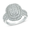 Thumbnail Image 0 of 1.00 CT. T.W. Diamond Double Oval Frame Ring in 10K White Gold