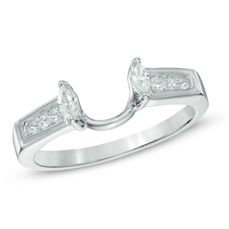 Main Image 1 of 0.25 CT. T.W. Marquise Diamond Solitaire Enhancer in 10K White Gold