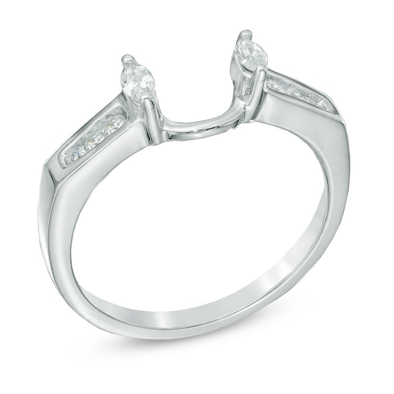 Main Image 2 of 0.25 CT. T.W. Marquise Diamond Solitaire Enhancer in 10K White Gold