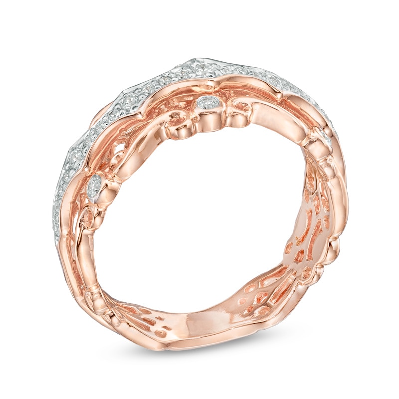 0.25 CT. T.W. Diamond Vintage-Inspired Scroll Band in 10K Rose Gold