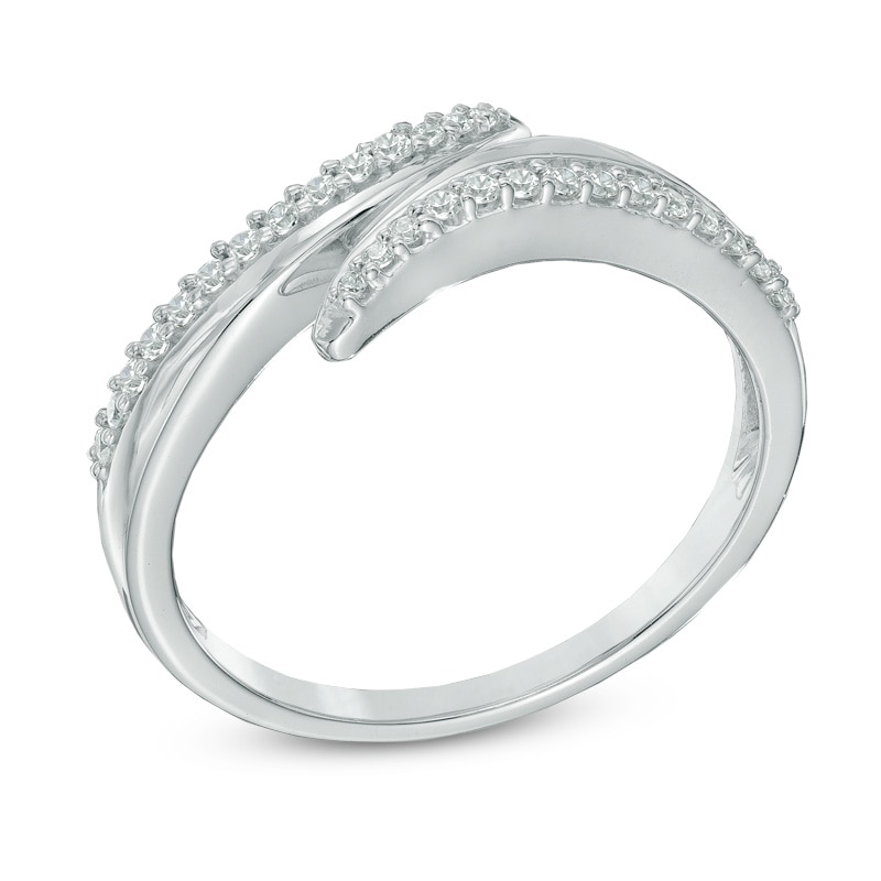 0.16 CT. T.W. Diamond Bypass Ring in 10K White Gold