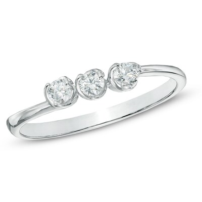 0.20 CT. T.W. Diamond Three Stone Promise Ring in 10K White Gold