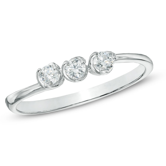 0.20 CT. T.W. Diamond Three Stone Promise Ring in 10K White Gold