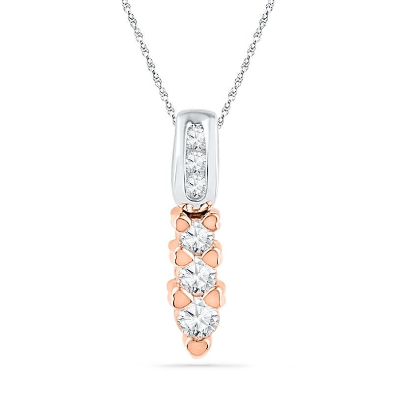 0.25 CT. T.W. Diamond Pendant with Heart-Shaped Accents in 10K Two-Tone Gold
