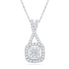Thumbnail Image 0 of 0.25 CT. T.W. Diamond Square Cluster Pendant in 10K White Gold