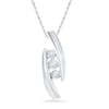 Thumbnail Image 1 of 0.10 CT. T.W. Diamond Three Stone Pendant in Sterling Silver