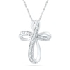 Thumbnail Image 1 of 0.05 CT. T.W. Diamond Looping Cross Pendant in Sterling Silver