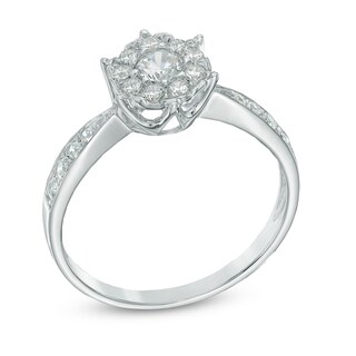 0.50 CT. T.W. Diamond Cluster Ring in 10K White Gold