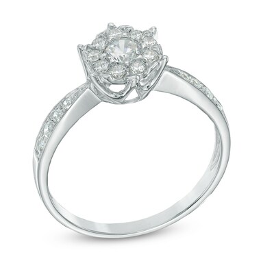 0.50 CT. T.W. Diamond Cluster Ring in 10K White Gold