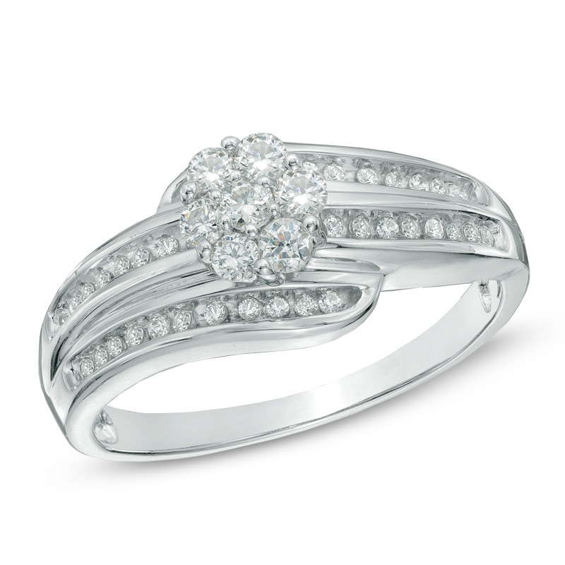 0.40 CT. T.W. Diamond Triple Wave Ring in 10K White Gold|Peoples Jewellers