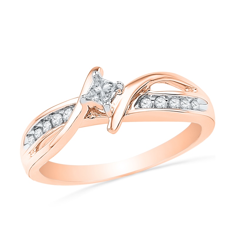 0.20 CT. T.W. Princess-Cut Diamond Bypass Promise Ring in 10K Rose Gold
