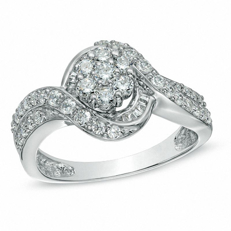 0.75 CT. T.W. Diamond Cluster Engagement Ring in 10K White Gold|Peoples Jewellers