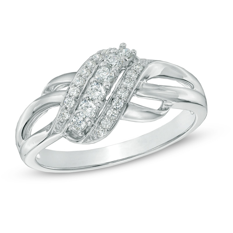 0.25 CT. T.W. Diamond Wave Ring in 10K White Gold|Peoples Jewellers