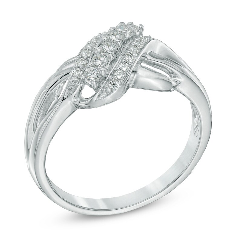 0.25 CT. T.W. Diamond Wave Ring in 10K White Gold|Peoples Jewellers