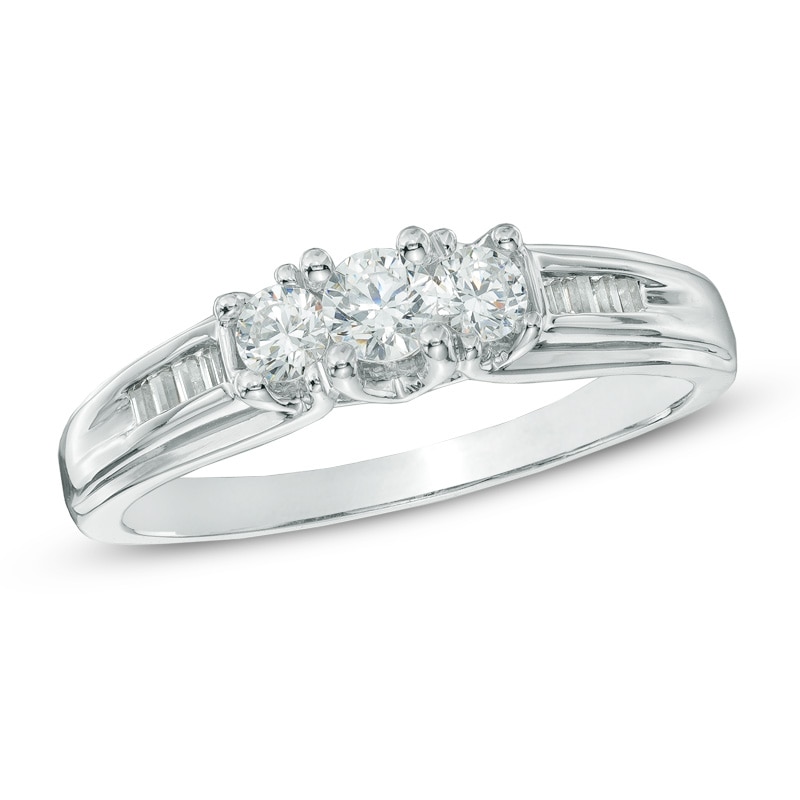 0.50 CT. T.W. Diamond Three Stone Ring in 10K White Gold|Peoples Jewellers