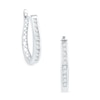 Thumbnail Image 1 of 0.40 CT. T.W. Diamond Oval Hoop Earrings in 10K White Gold