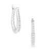 Thumbnail Image 0 of 0.40 CT. T.W. Diamond Oval Hoop Earrings in 10K White Gold