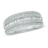 0.50 CT. T.W. Baguette and Round Diamond Layered Band in 10K White Gold
