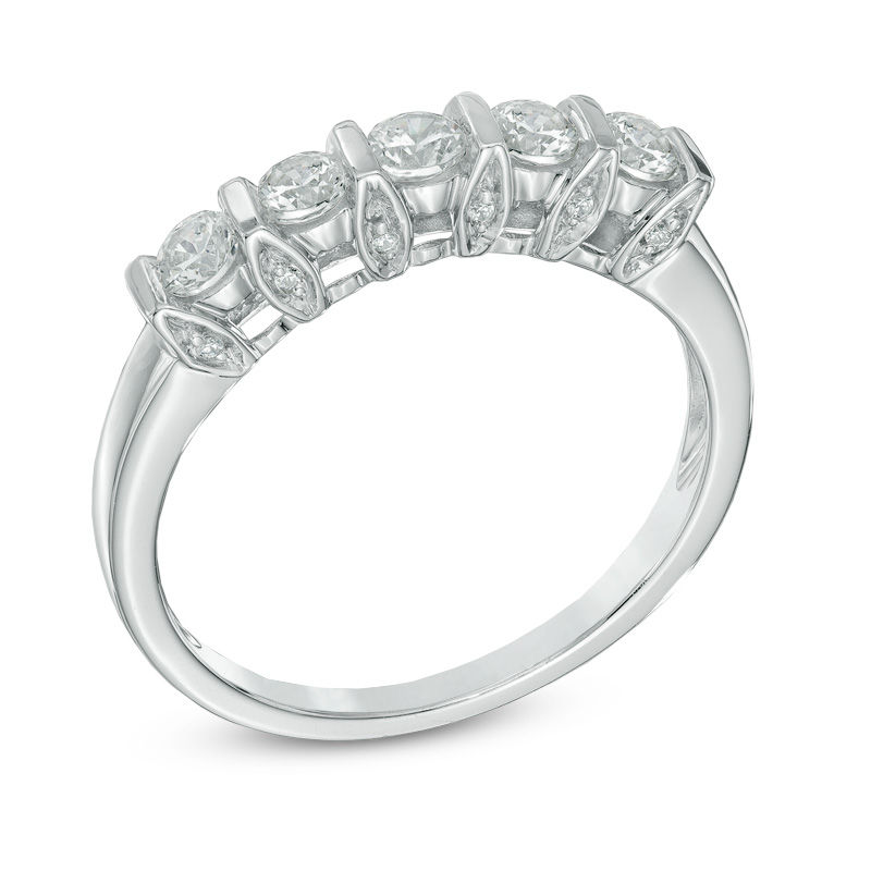0.50 CT. T.W. Diamond Five Stone Band 10K White Gold