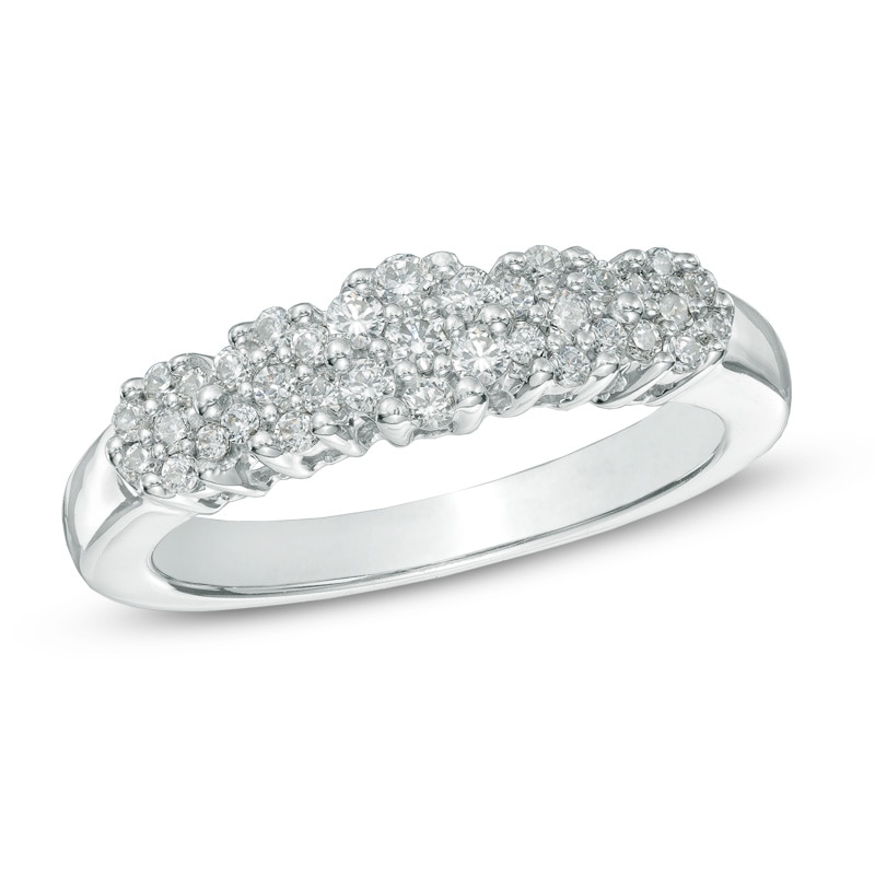 0.50 CT. T.W. Diamond Five Cluster Band in 10K White Gold|Peoples Jewellers